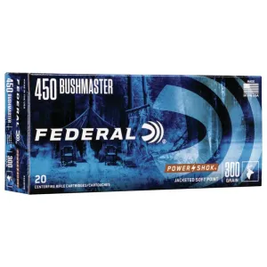 Federal Power-Shok Rifle Ammunition .450 Bushmaster 300 gr JHP 1900 fps 20/ct