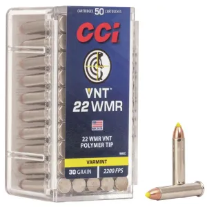 CCI Varmint Rimfire Ammunition .22 WMR 30 gr VNT 2200 fps 50/ct