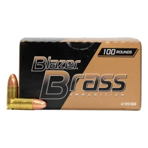 CCI Blazer Brass Handgun Ammunition 9mm Luger 115 gr FMJ 1145 fps 100/ct Bulk Loose Pack