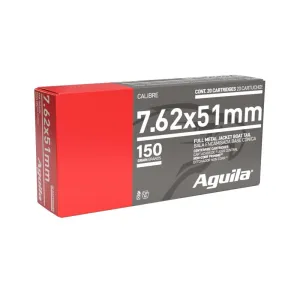 Aguila Rifle Ammunition 7.62X51 NATO 150 gr FMJBT 2750 fps 20/ct