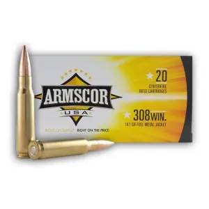 Armscor Rifle Ammunition .308 Win 147gr FMJ 2700 fps 20/ct