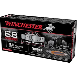 Winchester Expedition Big Game Long Range Rifle Ammunition 6.8 Western 165 gr. PT 2970 fps 20/ct