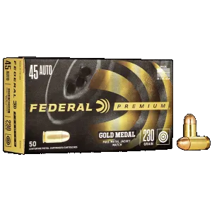 Federal Premium Gold Medal 45 ACP Full Metal Jacket 230 Grain 50 Rounds