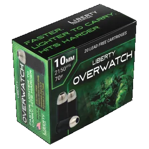 Liberty Ammunition LAOW10MM702150 OverWatch 10mmAuto 70gr Open Cavity Design 20 Rounds