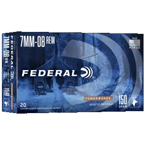 Federal, Power-Shok, 7mm-08 Remington, Jacketed Soft Point, 150 Grain, 20 Rounds