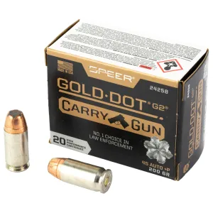Speer Gold Dot Carry Gun Handgun Ammo 45 ACP +P 200 gr. HP 20 rd.