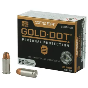 Speer Gold Dot Handgun Ammo 32 ACP 60 gr. HP 20 rd.