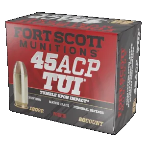 Fort Scott Munitions 450180SCV Tumble Upon Impact (TUI) 45ACP 180gr Solid Copper Spun 20 Rounds