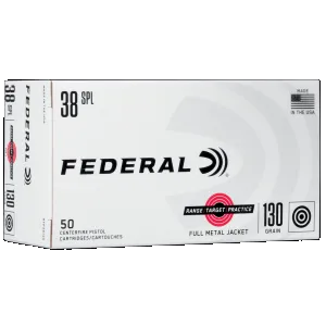 Federal Range Target Practice 38 Special Full Metal Jacket 130 Grain 50 Rounds