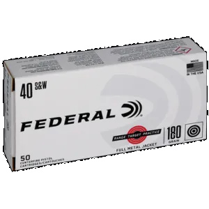 Federal Range Target Practice 40 S&W Full Metal Jacket 180 Grain 50 Rounds