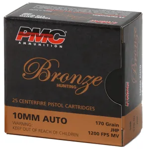 PMC, Bronze, 10mm Auto, Jacketed Hollow Point, 170 Grain, 25 Rounds