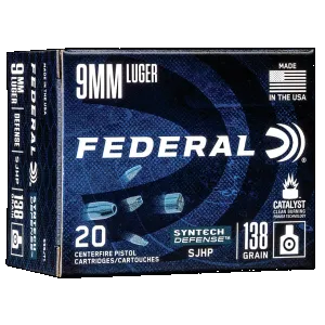 Federal Syntech Defense 9mm Luger Semi-Jacketed Hollow Point 138 Grain 20 Rounds
