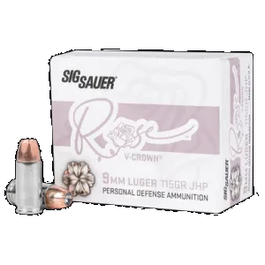 Sig Sauer E9MMA1ROSE20 Rose 9mmLuger 115gr V-Crown Jacketed Hollow Point 20 Rounds