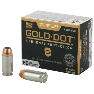 Speer, Gold Dot Personal Protection, 45 Acp, Hollow Point, 230 Grain, 20 Rounds