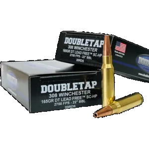 DoubleTap Ammunition 308W165X 308Win 165gr Lead Free Hollow Point 20 Rounds