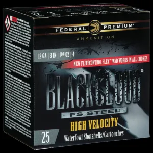 Federal Premium Black Cloud Waterfowl Shotgun Ammo 12 ga. 3 in. 1 1/8 oz. High Velocity 4 Shot 25 rd.