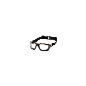 Pyramex Carhartt Carthage Shooting Glasses Black and Tan with Clear Anti-Fog Lens