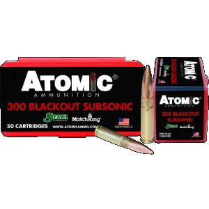 Atomic Ammunition 00465 Rifle Subsonic 300 Blackout 220 gr Hollow Point Boat Tail 50 Rounds