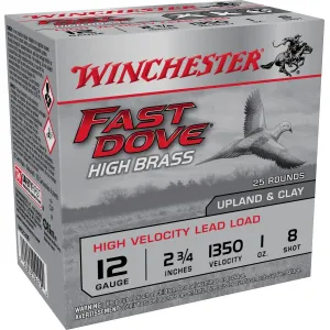 Winchester Ammo WFD128B Fast Dove & Clay High Brass 12Gauge 2.75" 1oz 8Shot 25 Rounds