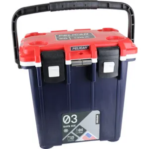 Pelican 20Q5BLUREDWHT Personal Cooler Elite Red/White/Blue Polypropylene 20 QT