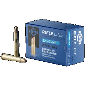 PPU PP22H Standard Rifle 22Hornet 45gr Soft Point 50 Rounds