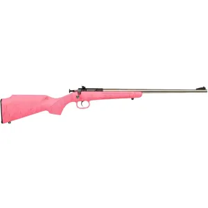 Crickett KSA2441 Gen2 Youth 22 LR 1rd 16.13" Stainless Single Shot Barrel, Stainless Steel Receiver, Pink w/Gold Webbing Fixed Synthetic Stock
