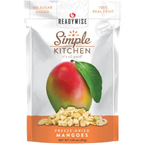 ReadyWise SK05911 Simple Kitchen Freeze Dried Fruit Mango 1 Serving Pouch 6 Per Case