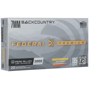 Federal, BackCountry Berger Elite Hunter, 7mm BC, Boat Tail, 195 Grain, 20 Rounds
