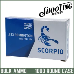 *FREE SHIPPING* Scorpio (STV) Brass .223 Rem 55gr. - CASE 1000 Rounds