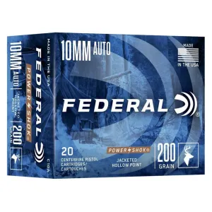 Federal Power-Shok 10mm Jacketed Hollow Point 200 Grain 20 Rounds
