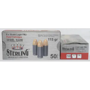 Red Army Standard Cent Ammo Sterling 9mm Luger Full Metal Jacket 115 Grain 50 Rounds