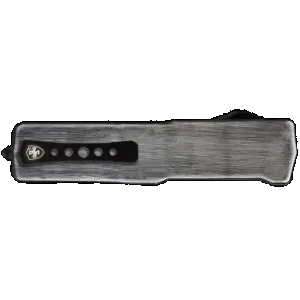 Templar Knife Premium Weighted Knight Slim 3.16" OTF Drop Point Plain Black Oxide Stonewashed Powder Coated D2 Steel Blade, 4.93" Gunmetal Anodized Aluminum Zinc Alloy Handle