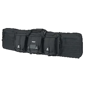 Rukx Gear ATICT42DGB Tactical Double Gun Case 42" Water Resistant Black 600D Polyester w/ Non-Rust Zippers Reinforced Velcro & Adjustable Back Straps