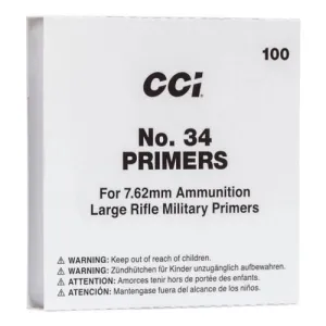 CCI PRIMER NO.34 NATO 100 RD/BX 10BX/BRICK 50 BX/CS