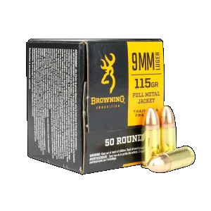 Browning Ammo B191800093 9mm 115gr Full Metal Jacket 50 Per Box/20 Case