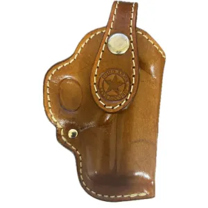 Prem Leather Clip Hol 3.5" LH Tan/White Stitch