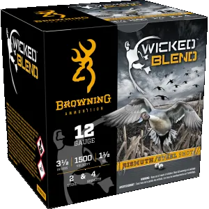 Browning Ammo B193431242 Wicked Blend 12Gauge 3.50" 1 1/2oz 2/4BI Shot 25 Per Box/10 Case