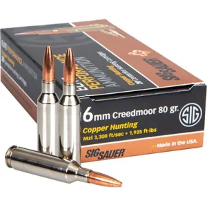 Sig Sauer Elite Hunting 6mm Creedmoor Copper Solid 80 Grain 20 Rounds