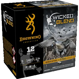 Browning Ammo B193431232 Wicked Blend 12Gauge 3" 1 1/4oz 2/4BI Shot 25 Per Box/10 Case