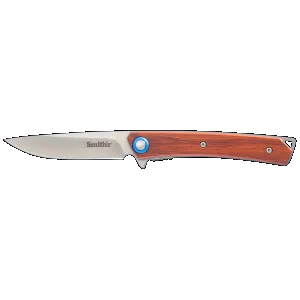 Smiths Products 51304 Ecesis 3" Folding Drop Point Plain Satin 3Cr13MoV SS Blade/Natural Wood/Black SS Handle Includes Pocket Clip