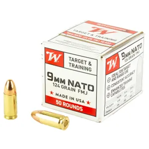 Winchester, Nato, 9mm Nato, Full Metal Jacket, 124 Grain, 50 Rounds