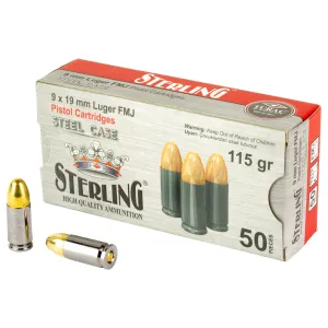 Sterling 8698779957674 9mm Luger 115gr Full Metal Jacket 50 Per Box/20 Case