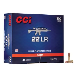 CCI 956 Target & Plinking AR Tactical 22 LR 40 gr Copper-Plated Round Nose Rimfire Ammo - 300 Rounds