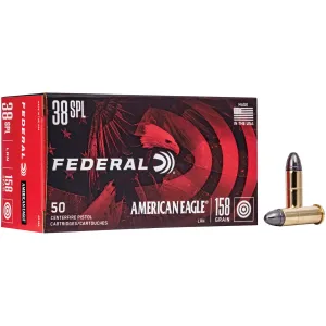 Federal American Eagle 38 Special 158 Grain Lead Round Nose Handgun Ammo - 50 Rounds