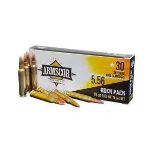 Armscor 50113 Rifle Ammo rock pack 5.56x45mm NATO 55 gr Full Metal Jacket (FMJ) Rifle Ammo - 30 Rounds