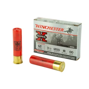 Winchester Ammunition Super-X 12 Gauge 3.5 00 Buck Buckshot 18 Pellets Shotgun Ammo - 5 Rounds