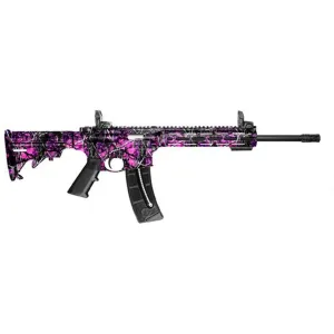 Smith & Wesson M&P15-22 Sport M-LOK Muddy Girl 22 Long Rifle Semi Auto Rifle - Blue/Black, 16.5" Barrel, 25+1 Rounds, Synthetic