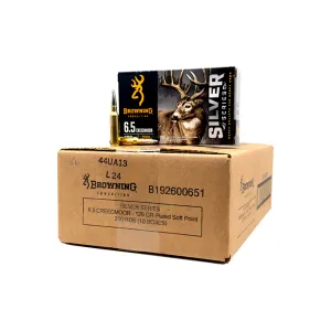 Browning SILVER 6.5 Creedmoor 129 Grain Plated Soft Point Rifle Ammo - 200 round case