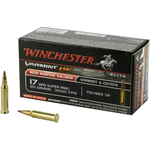 Winchester Ammunition Varmint HV 17WSM 20 Grain Polymer Tip Rimfire Ammo - 50 Rounds
