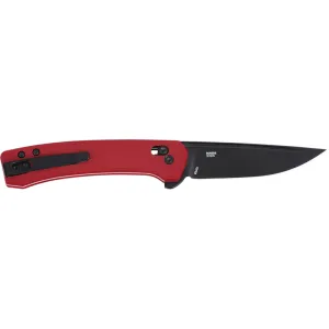 CRKT 7075rd Q Compact 3.05\" Folding Drop Point Plain Black Oxide 14C28N Steel Blade, Red Textured Green Handle